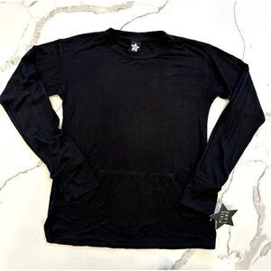 Pixie Lane NWT Long Sleeve Front Pocket Tee in Black Size 10/12